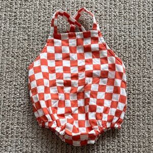 Checkered Orange and White Kids One Piece